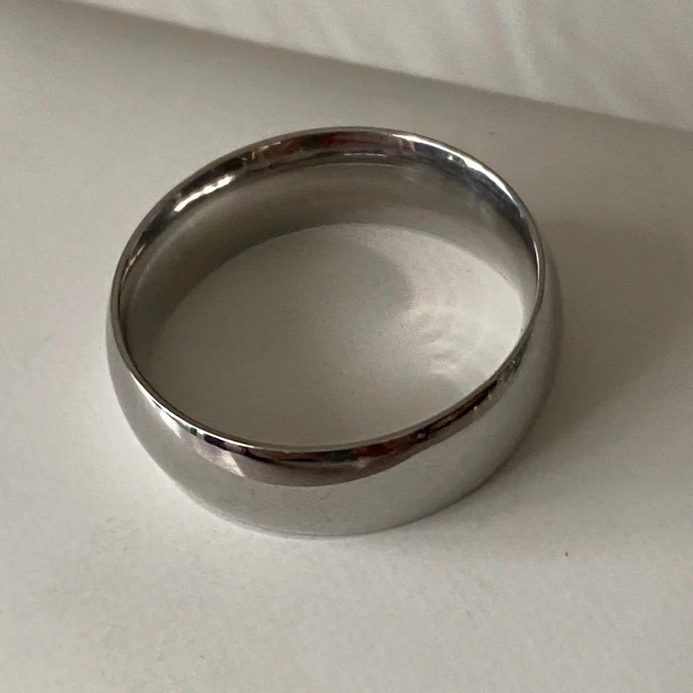 Stainless Steel Wide Dome Ring Tarnish Resistant Hypoallergenic Minimalist 6mm